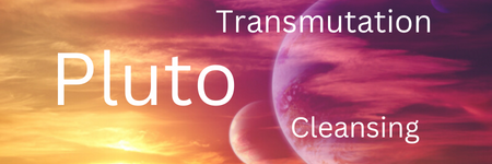 Text on red background -Pluto ray for transmutation & cleansing