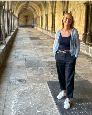 portrait of Rachel in cloisters